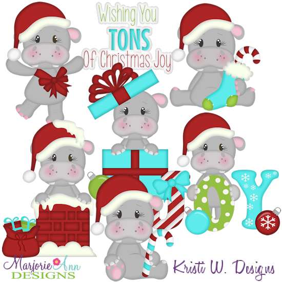 Christmas Hippos SVG Cutting Files + Clipart - Click Image to Close